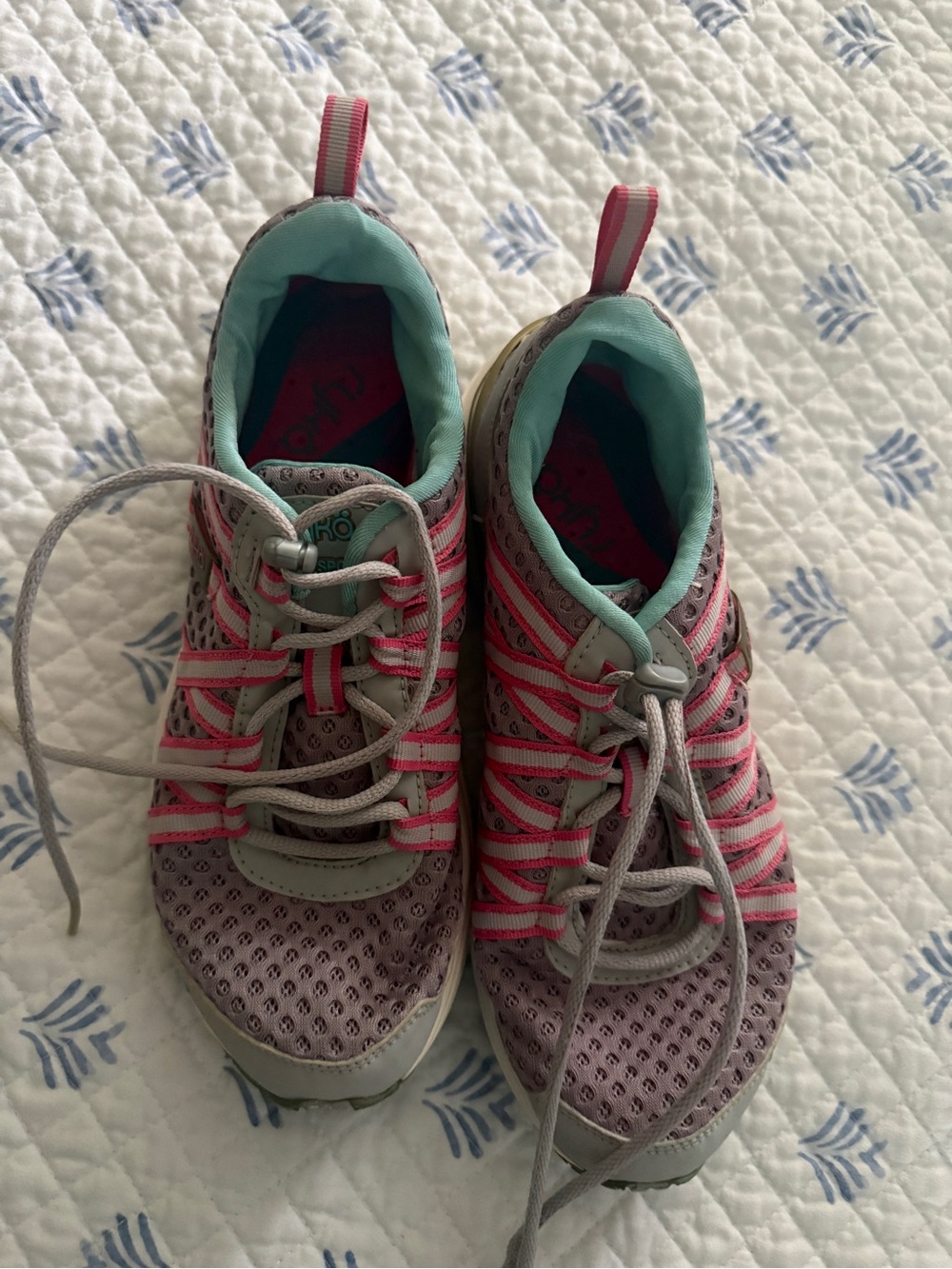 Ryka Women’s ' Athletic Water Sneakers in Pink and Gray with Teal Lining